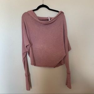 free people off the shoulder waffle sweater
